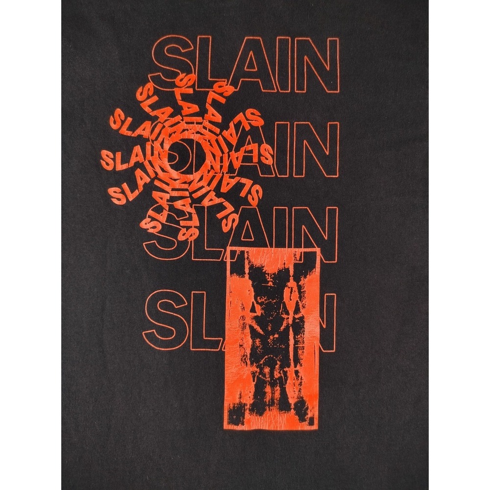 Champion Shirt Mens Large Black REAL SLAIN Religious Graphic Christian Tee - Picture 6 of 10